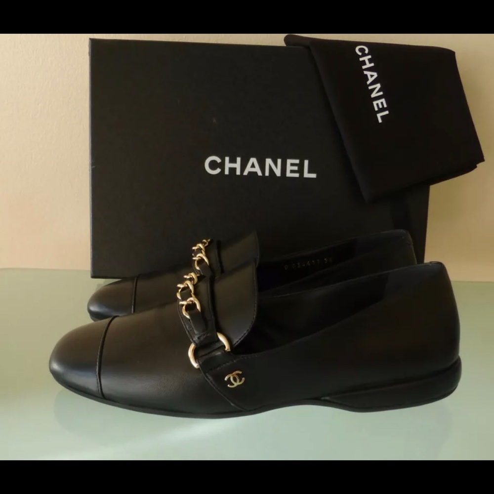 NIB CHANEL Loafers dress SHOES w/dust bag sz 38 Italy AUTHENTIC - Picture 2 of 12